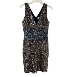 Dress the Population Black and Gold Sequin Mini Plunge Bodycon Dress